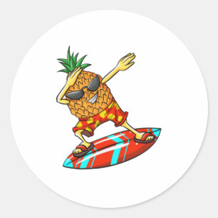 Coola Ananas Surfing Funny Fruit Surfer Fläkt Runt Klistermärke