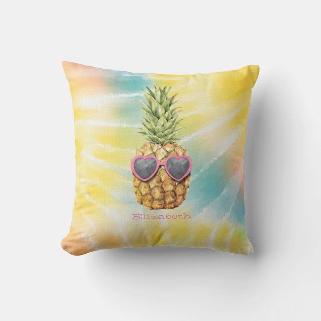Coola Ananas, vattenfärgsfärg Regnbågsfärg, färgäm Kudde (Framsida)