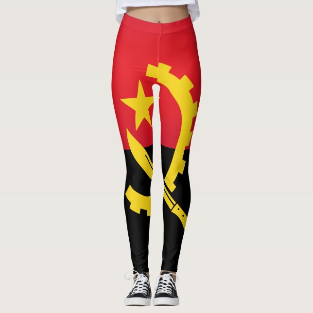 Coola Angola Flagga Mode Leggings (Framsida)