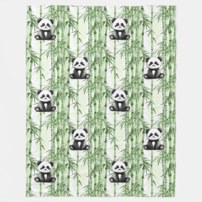 Coola Animal Mönster - Cute Panda 1 Fleecefilt (Framsidan)