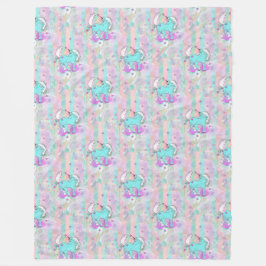 Coola Animal Mönster - Tecknad Unicorn 1 Fleecefilt