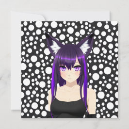 Coola Anime Girl med Lila Hair och Ögon Birthday Inbjudningar