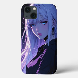 Coola Anime Girl med Silver Hair iphone case