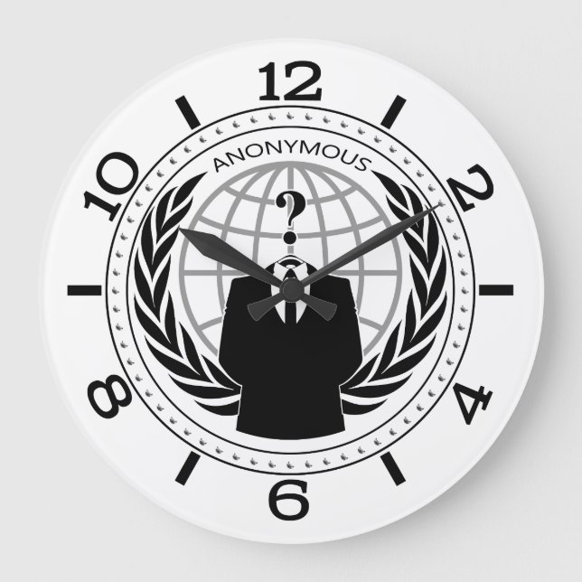 Coola Anonym Logotyp på vit ring Stor Klocka (Framsida)