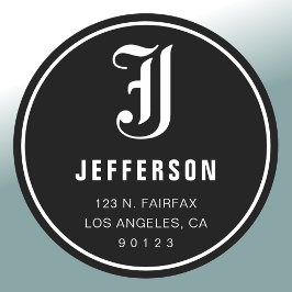 Coola Anpassade Adress & Monogram | B&W Runt Klistermärke