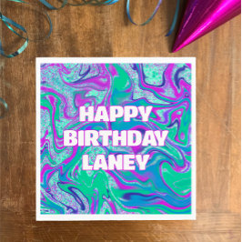 Coola Anpassningsbar Aqua Swirl Glitter Girl Födel Pappersservett