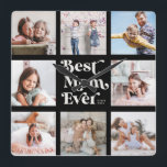 Coola Anpassningsbar Bästa Mamma någonsin Modern P Fyrkantig Klocka<br><div class="desc">Anpassa med det år som har fastställts och visa det bästa mamma någonsin hur mycket du kärlekar henne med den här moderna coola 8-fotokollage-väggklockan med trendig,  chic svart minimalistisk typografi. En underbar enkel,  unik köksgåva till Mors dag!</div>