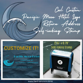 Coola Anpassningsbar Pacific Måne Hotel Logotyp Re Självfärgande Stämpel