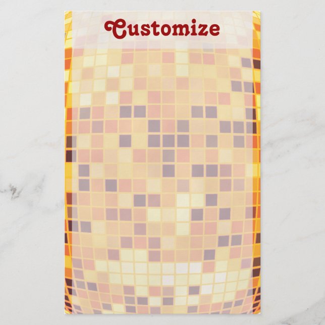 Coola Anpassningsbar Retro Golden Disco Boll Stati Brevpapper (Framsida)