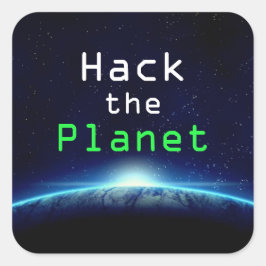 Coola Anpassningsbar Text Blue Earth Hack the Plan Fyrkantigt Klistermärke
