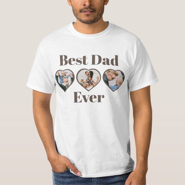 Coola anpassningsbar text hjärtformade fotokollage t shirt (Framsida)