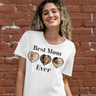 Coola anpassningsbar text hjärtformade fotokollage t shirt