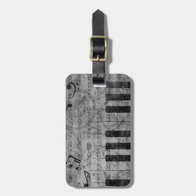 Coola antique grunge effect piano musik noter bagagebricka (Vertikal Framsida)
