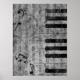 Coola antique grunge effect piano musik noter poster