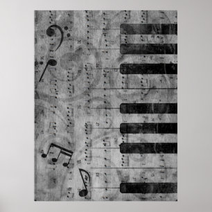Coola antique grunge effect piano musik noter poster