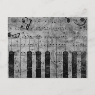 Coola antique grunge effect piano musik noter vykort