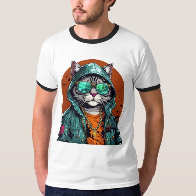 Coola Antropomorf Katt T Shirt (Framsida)