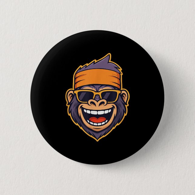 Coola Ape Gorilla Head Funky Monkey Retro Bandana  Knapp (Framsida)