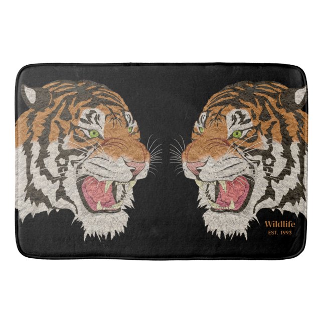Coola arg vilda djur bekämpar Tigers Black Badrumsmatta (Framsidan)