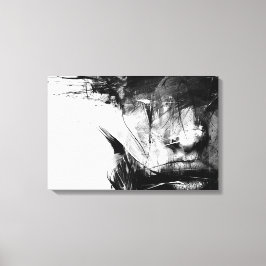 Coola Art Abstrakt Black White Ansikte Woman Canvastryck