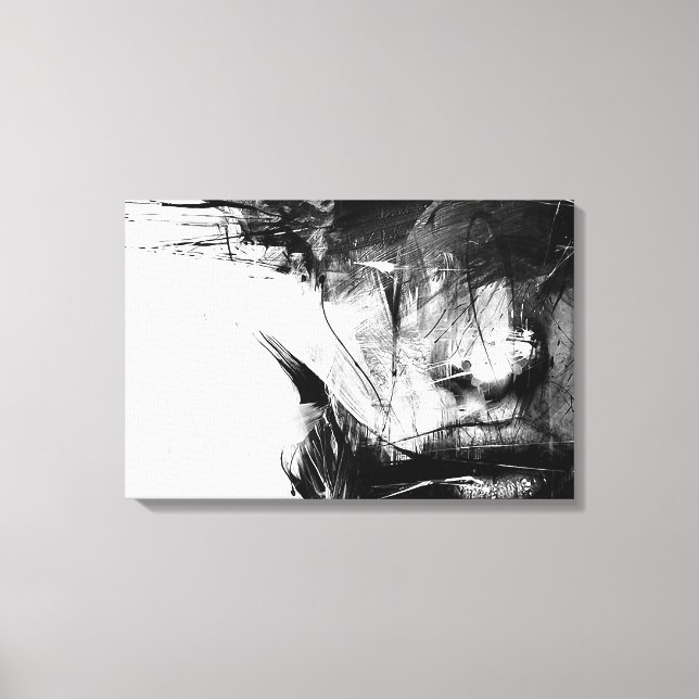 Coola Art Abstrakt Black White Ansikte Woman Canvastryck (Framsida)