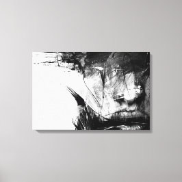 Coola Art Abstrakt Black White Ansikte Woman Canvastryck