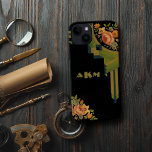 Coola Art Deco Blommigt Monogram<br><div class="desc">Unik och fullständigt anpassade Art Deco-tidskonstruktion med sprejsprejer av blommor från rosa och guld med stripe gräns i skuggor av grönt,  guld och teal på genomskinlig bakgrund (produktbilden har svart bakgrund). Monogrammet har två nyanser av färg. Du kan ändra storlek på och placering av varje bild i inslag.</div>
