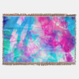 Coola Artsy Girly Lila Rosa Blue Tie Dye Mönster Filt