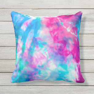 Coola Artsy Girly Lila Rosa Blue Tie Dye Mönster Kudde
