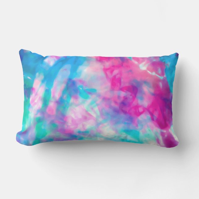 Coola Artsy Girly Lila Rosa Blue Tie Dye Mönster Lumbarkudde (Framsida)