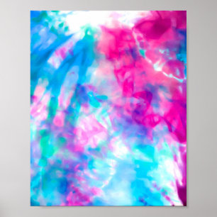 Coola Artsy Girly Lila Rosa Blue Tie Dye Mönster Poster