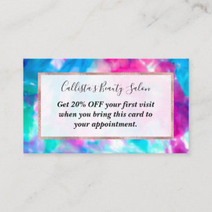 Coola Artsy Girly Lila Rosa Blue Tie Dye Mönster Rabattkort