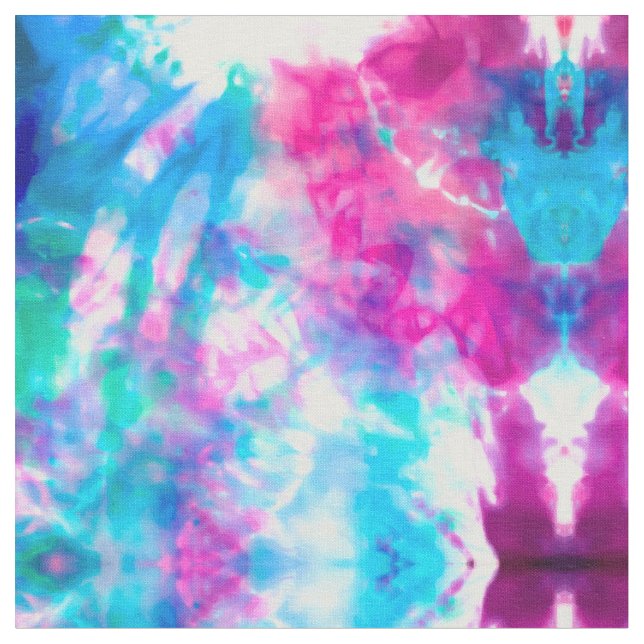 Coola Artsy Girly Lila Rosa Blue Tie Dye Mönster Tyg (Närbild)