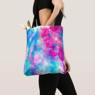 Coola Artsy Girly Lila Rosa Blue Tie Dye Mönster Tygkasse