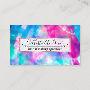 Coola Artsy Girly Lila Rosa Blue Tie Dye Mönster Visitkort