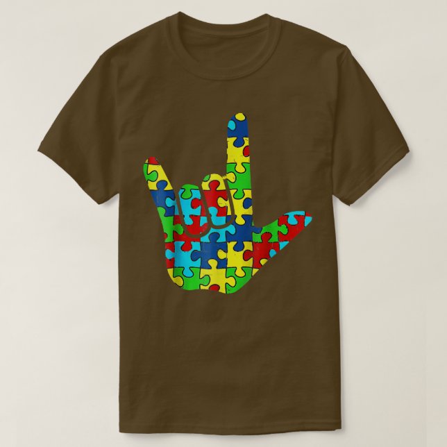 Coola ASL Kärlek Signal Language Autism Awareness  T Shirt (Design framsida)
