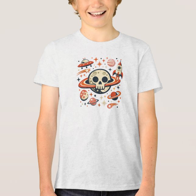 Coola astronaut galax raket stjärnor för barn pojk t shirt (Framsida)