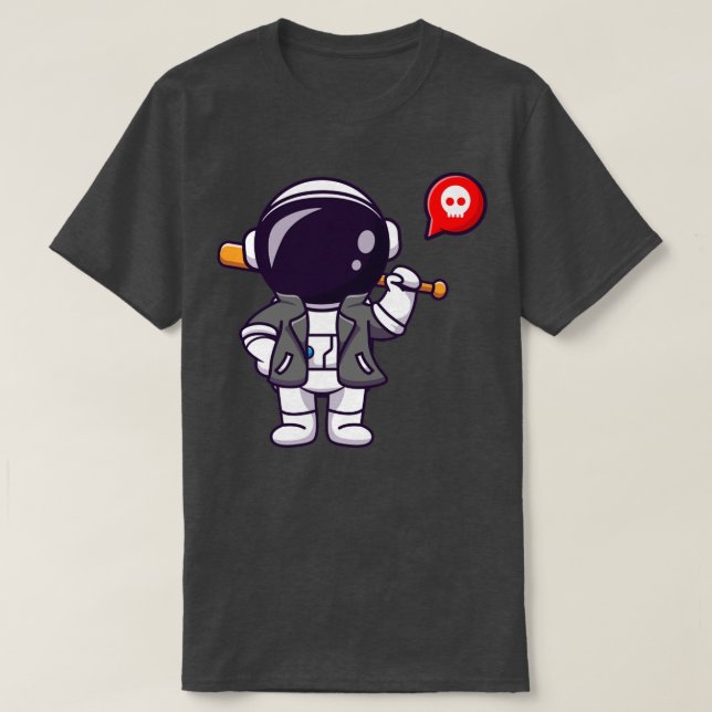 Coola astronaut med Baseball Fladdermus och Jacka  T Shirt (Design framsida)