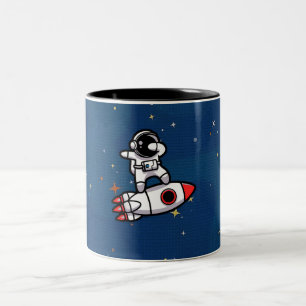 Coola Astronaut på raketen Två-Tonad Mugg
