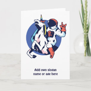 Coola Astronaut Riding Unicorn Sten Tonåring grafi Kort