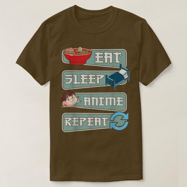 Coola Ät viloläge Anime Upprepa Ramen Japansk graf T Shirt (Design framsida)