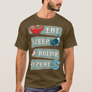 Coola Ät viloläge Anime Upprepa Ramen Japansk graf T Shirt
