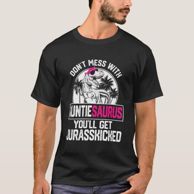 Coola Auntiesaurus Dinosaur t Rex Cute Mors dag Shirt (Framsida)