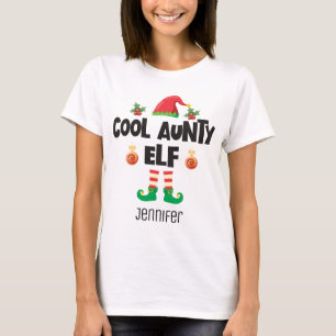Coola Aunty Elf-familjens matchande julmas namn T Shirt