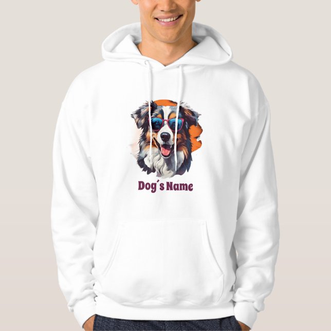Coola Australian shepherd med solglasögon Hoodie (Framsida)
