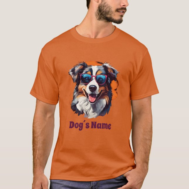 Coola Australian shepherd med solglasögon T Shirt (Framsida)