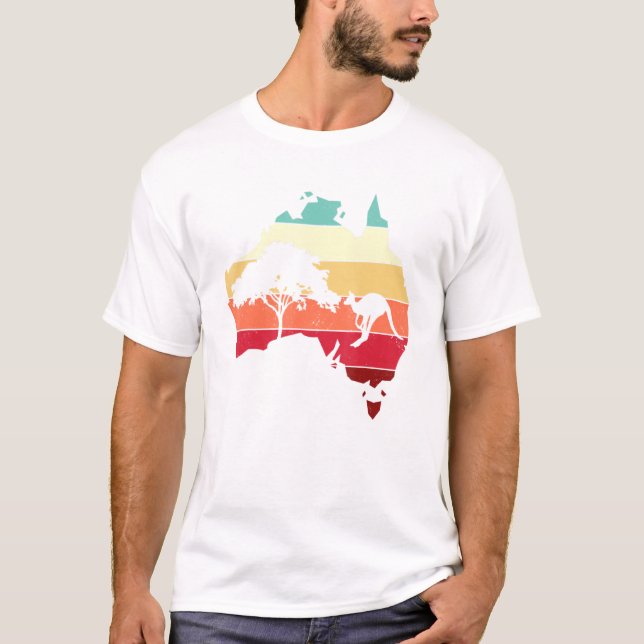 Coola Australien Karta Kangaroo Rainbow Australian T Shirt (Framsida)
