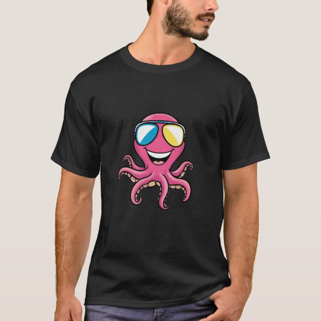 Coola av bläckfisk med tvåtonsholasser T-Shirt (Framsida)