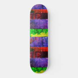 Coola av färgad texturerad Lila Red & Grönt Rand Mini Skateboard Bräda 18,5 Cm