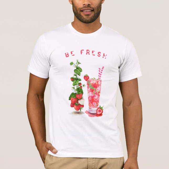 Coola av färsk jordgubbsjuice Drink - Hett Sommar T Shirt (Framsida)
